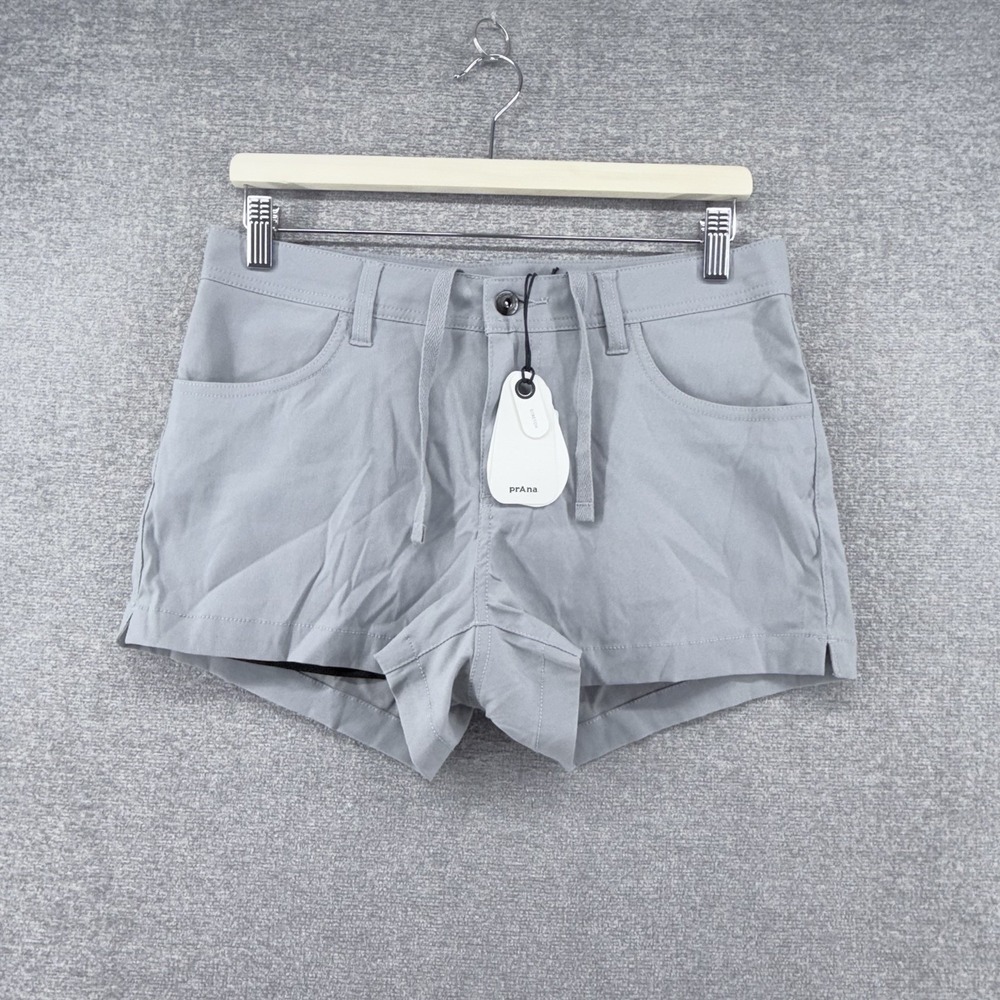 prAna Zion Halle Shorts Women Size 6/03 Gray Mid Rise Stretch Outdoor NEW $74